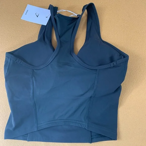 GYMSHARK Crop Mesh Tank Darkest Teal Women’s Size Small - Picture 2 of 3